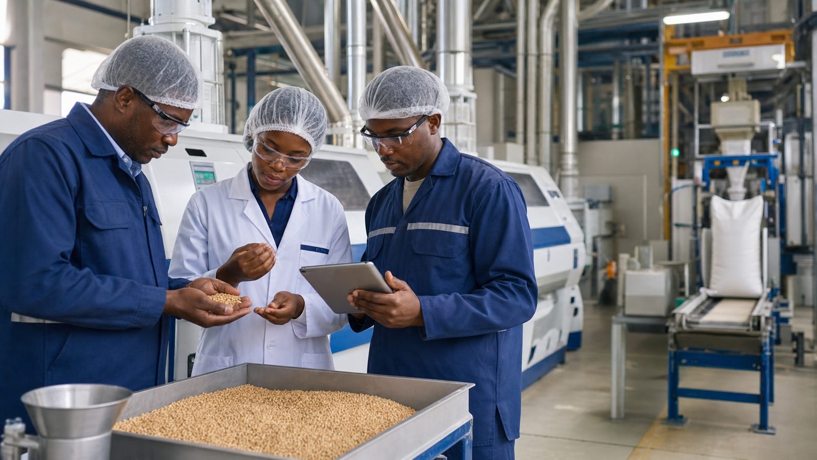 A modern flour and agro-processing operation connected to agricultural supply.